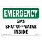 Signmission Safety Sign, OSHA EMERGENCY, 5" Height, Gas Shutoff Valve Inside, Landscape OS-EM-D-57-L-10384 - alternate 1